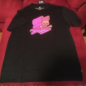 Psycho Bunny black and pink Tee-shirt. Size 7 (XL). New and authentic.